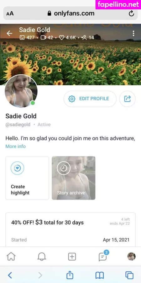 Sadiegoldfree OnlyFans Thumbnail #NhGUGrjWDa